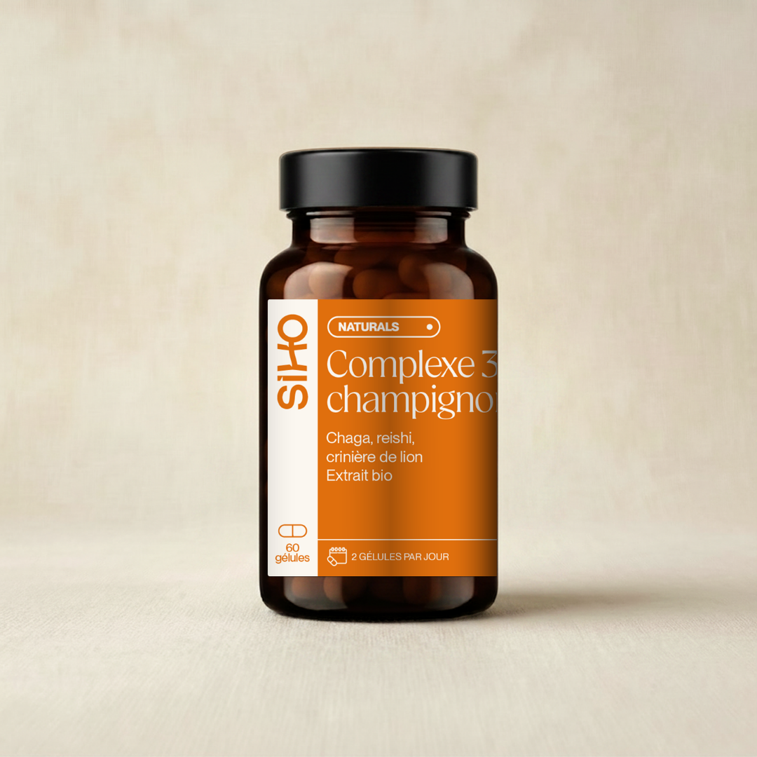 Complexe 3 champignons : Reishi, Chaga, Crinière de lion I 60 gélules
