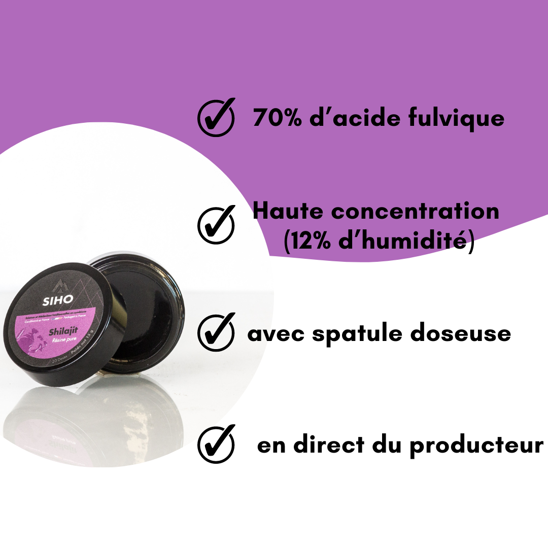 Résine Shilajit Pure Himalayenne - Pot 20 G (60 Portions) - Immunité énergie - Neuf