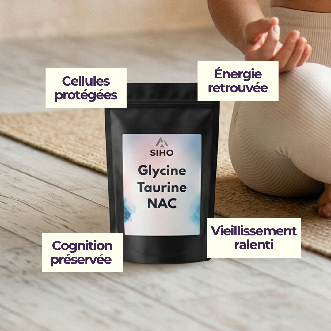 GlyNAC | Complexe Longévité Glycine NAC Taurine - Anti-âge Cellulaire