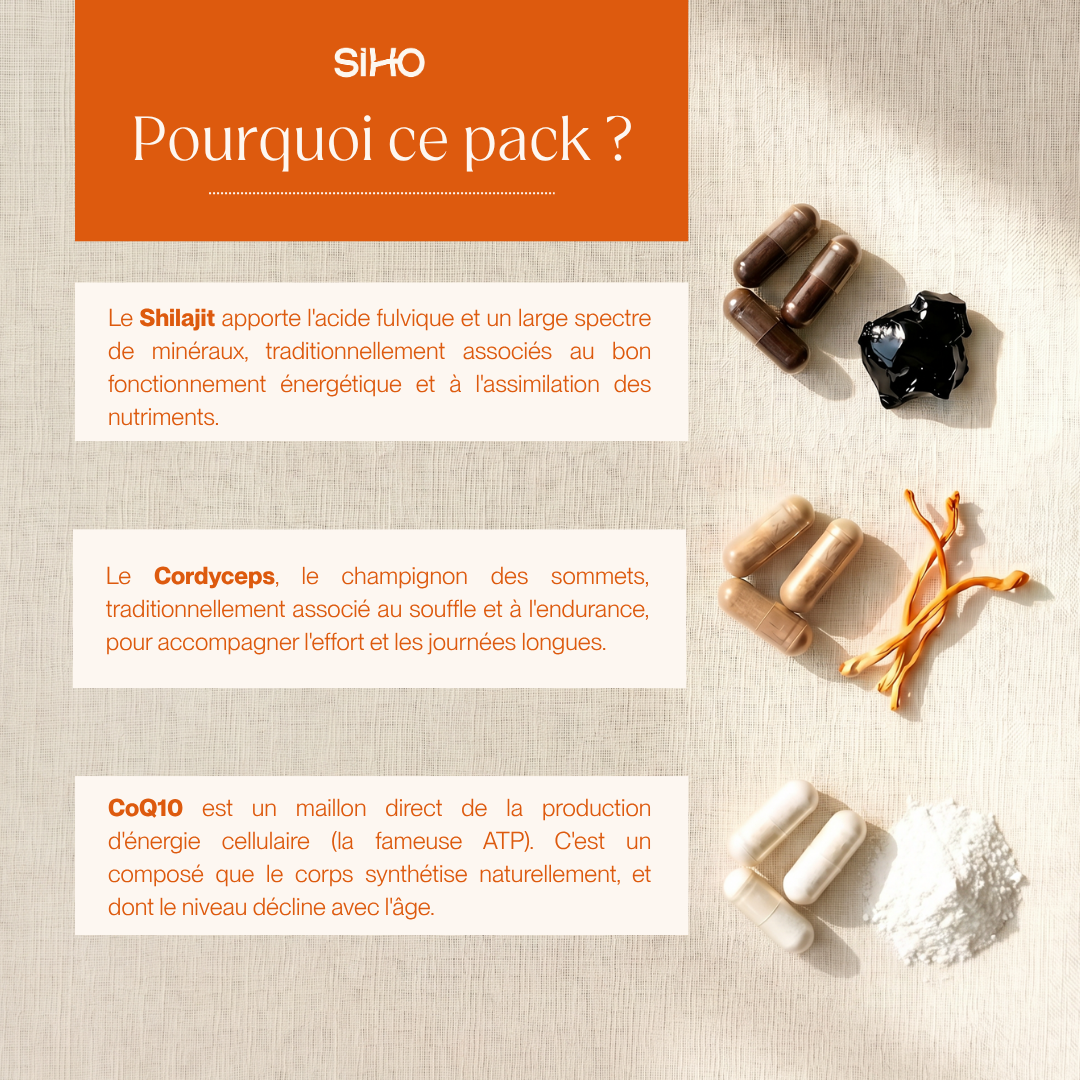 Pack Énergie I Shilajit + Cordyceps + CoQ10
