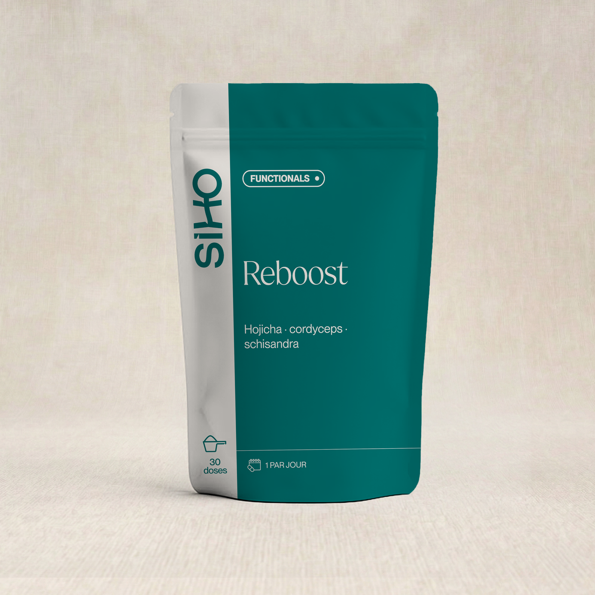 Reboost | Boisson fonctionnelle hojicha, cordyceps, schisandra – 30 doses – poudre